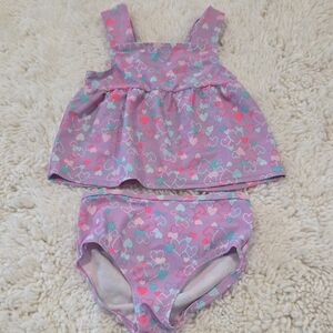 Kids Heart Patterned Purple Swim Set